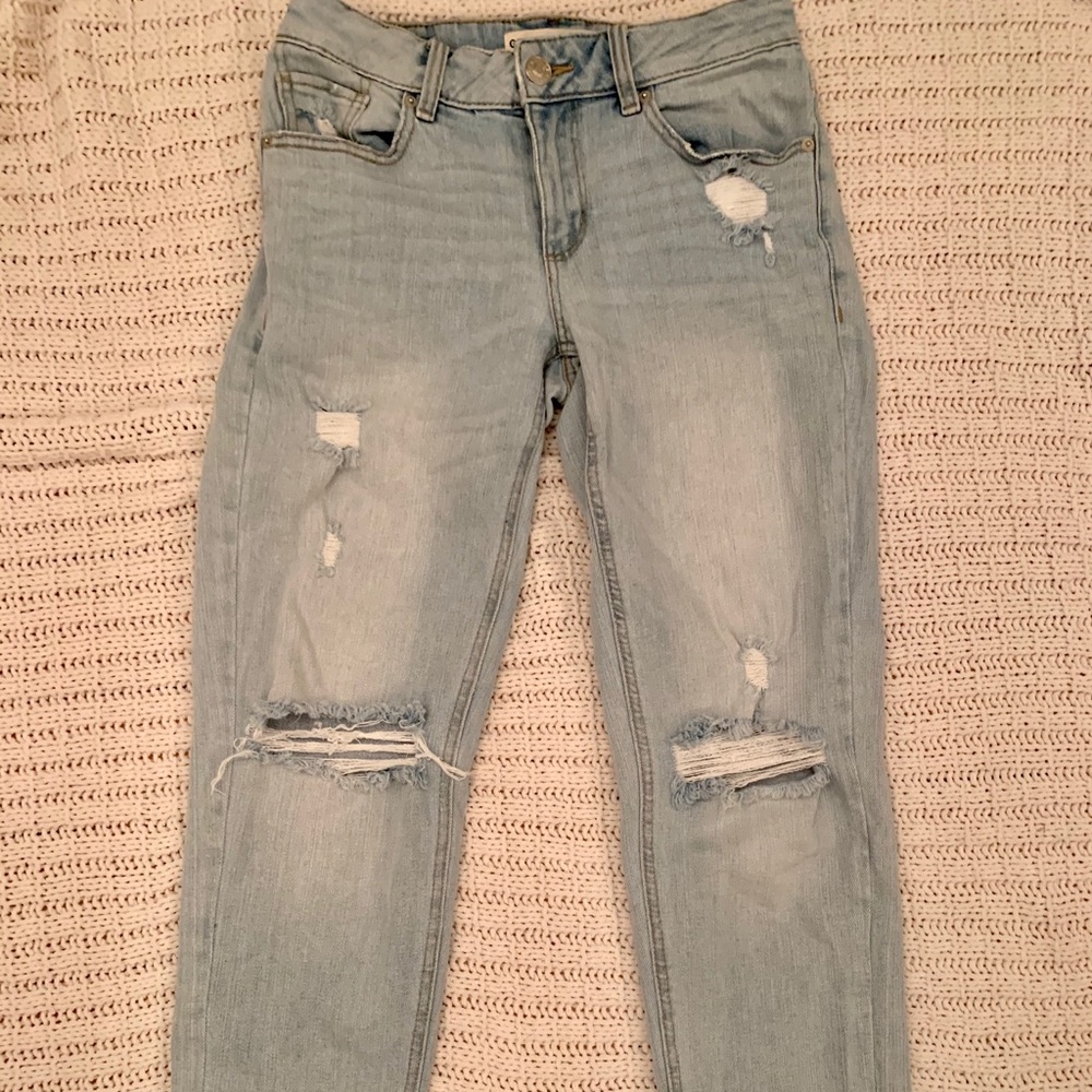 Garage boyfriend distressed light wash jeans